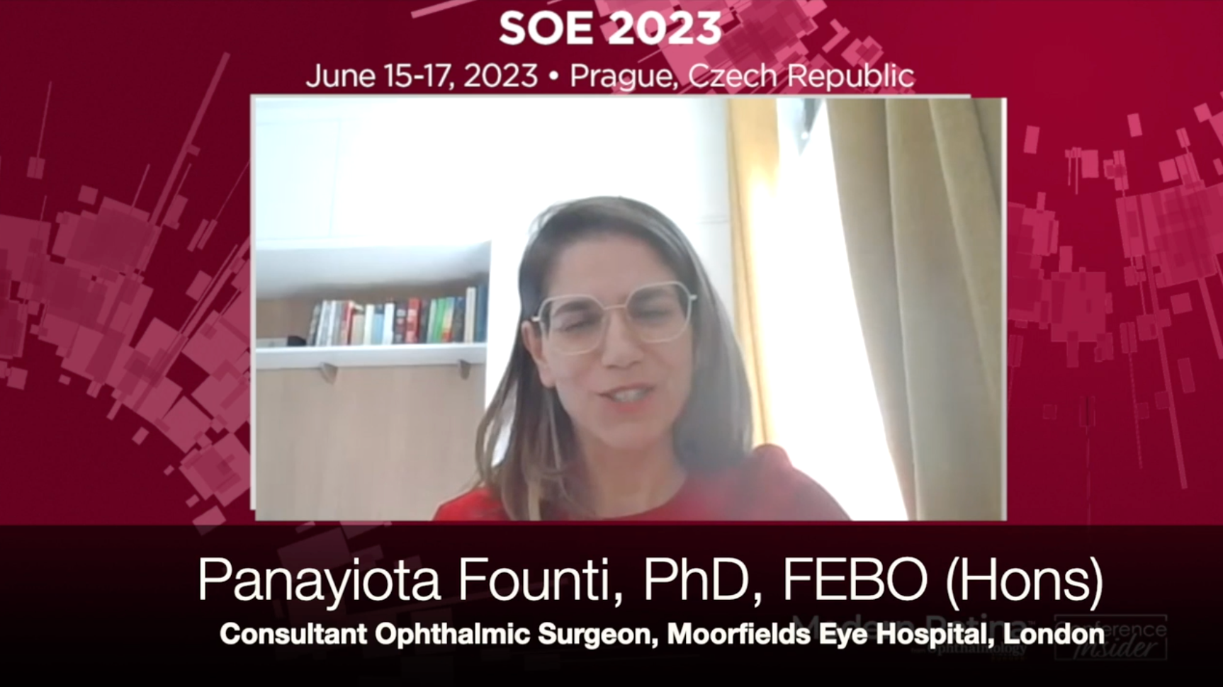Panayiota Founti, PhD, presenting 'What new surgeries will hit the glaucoma market?' via virtual appearance