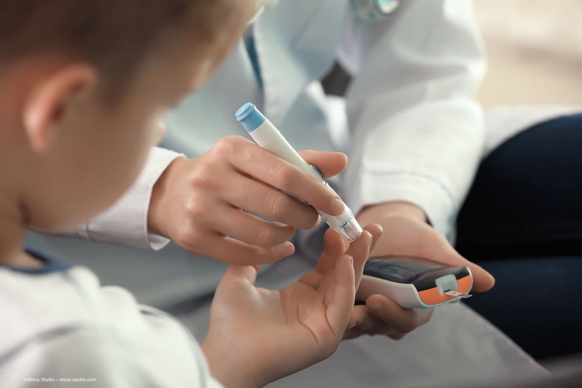 A child has their blood sugar tested using a digital glucometer. Image credit: ©Africa Studio – stock.adobe.com