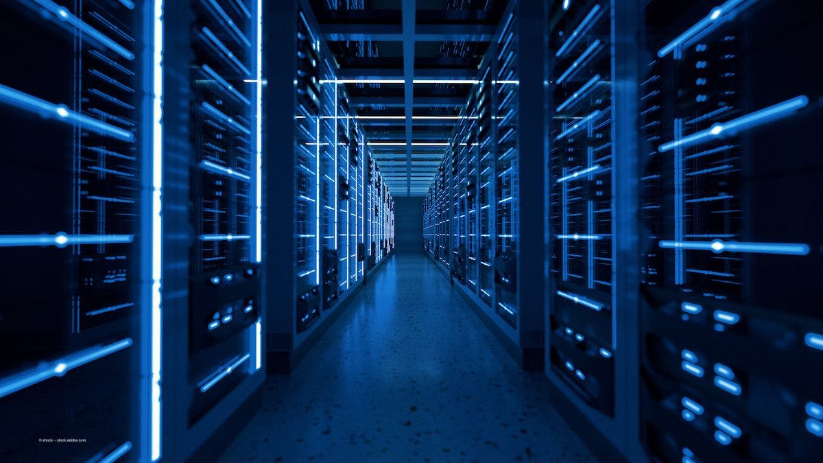 A bank of servers in a data centre. Image credit: ©.shock – stock.adobe.com