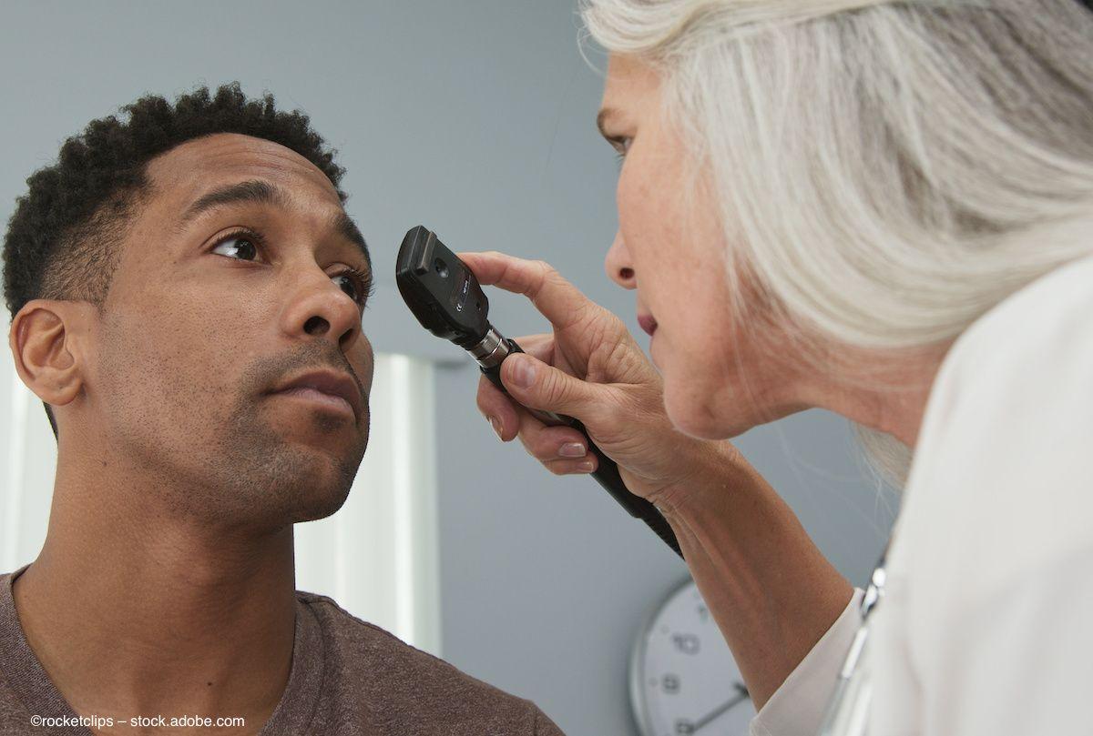 A patient undergoes an ocular exam in a clinic. Image credit: ©rocketclips – stock.adobe.com