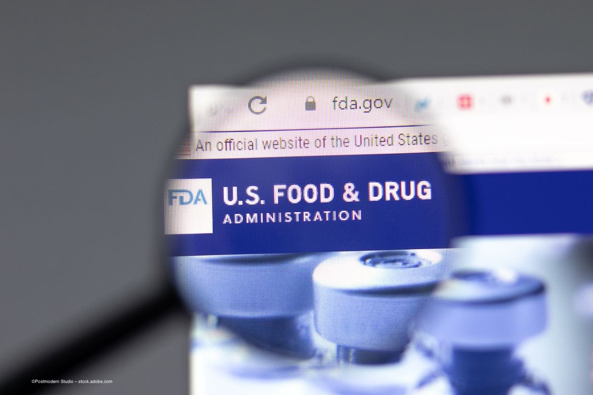 The United States Food and Drug Administration website. The FDA logo is magnified. Image credit: ©Postmodern Studio – stock.adobe.com