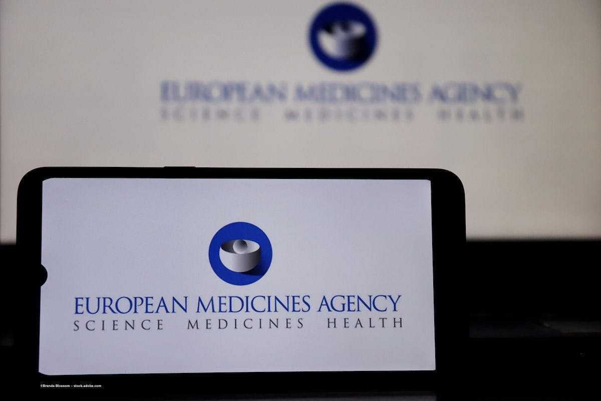 The European Medicines Agency (EMA) website is displayed on a phone and a computer. Image credit: ©Brenda Blossom – stock.adobe.com