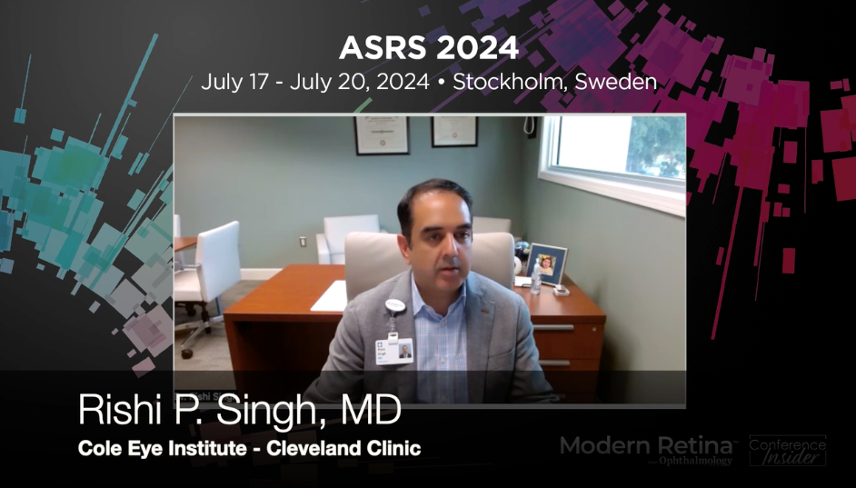 Rishi P. Singh, MD, discussed his presentation on the results from part 1 of the Phase 2/3 SIGLEC trial assessing AVD-104 for GA 