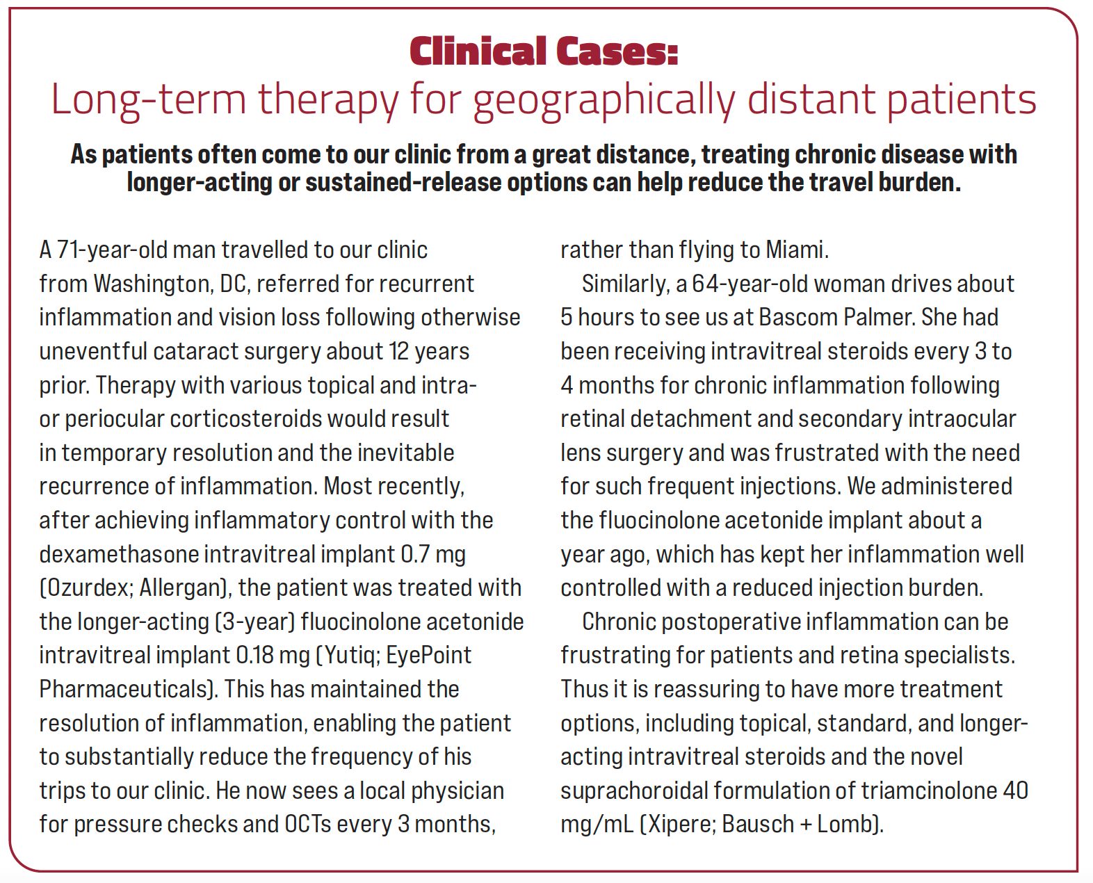 Clinical cases: Long-term therapy for geographically distant patients