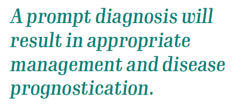A prompt diagnosis will result in appropriate management and disease prognostication.