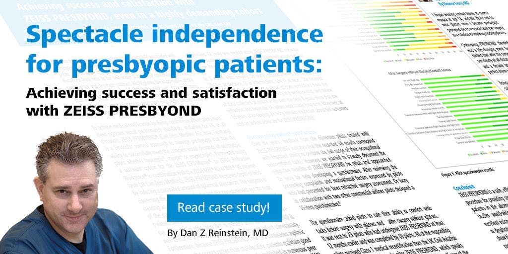Spectacle independence for presbyopic patients: Achieving success and satisfaction with ZEISS PRESBYOND, even in a highly demanding cohort