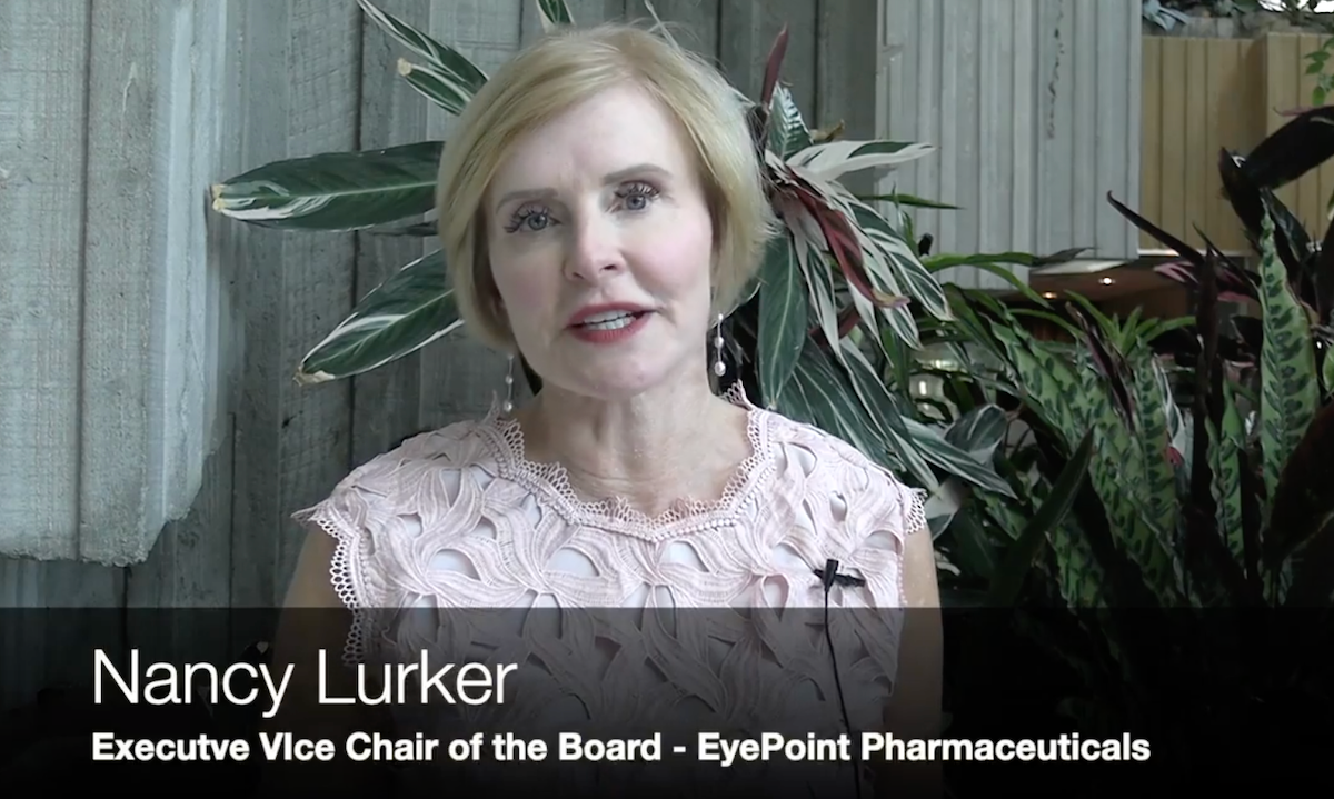 Nancy Lurker, Executive Vice-Chair of the Board of EyePoint Pharmaceuticals, at ASRS 2023.
