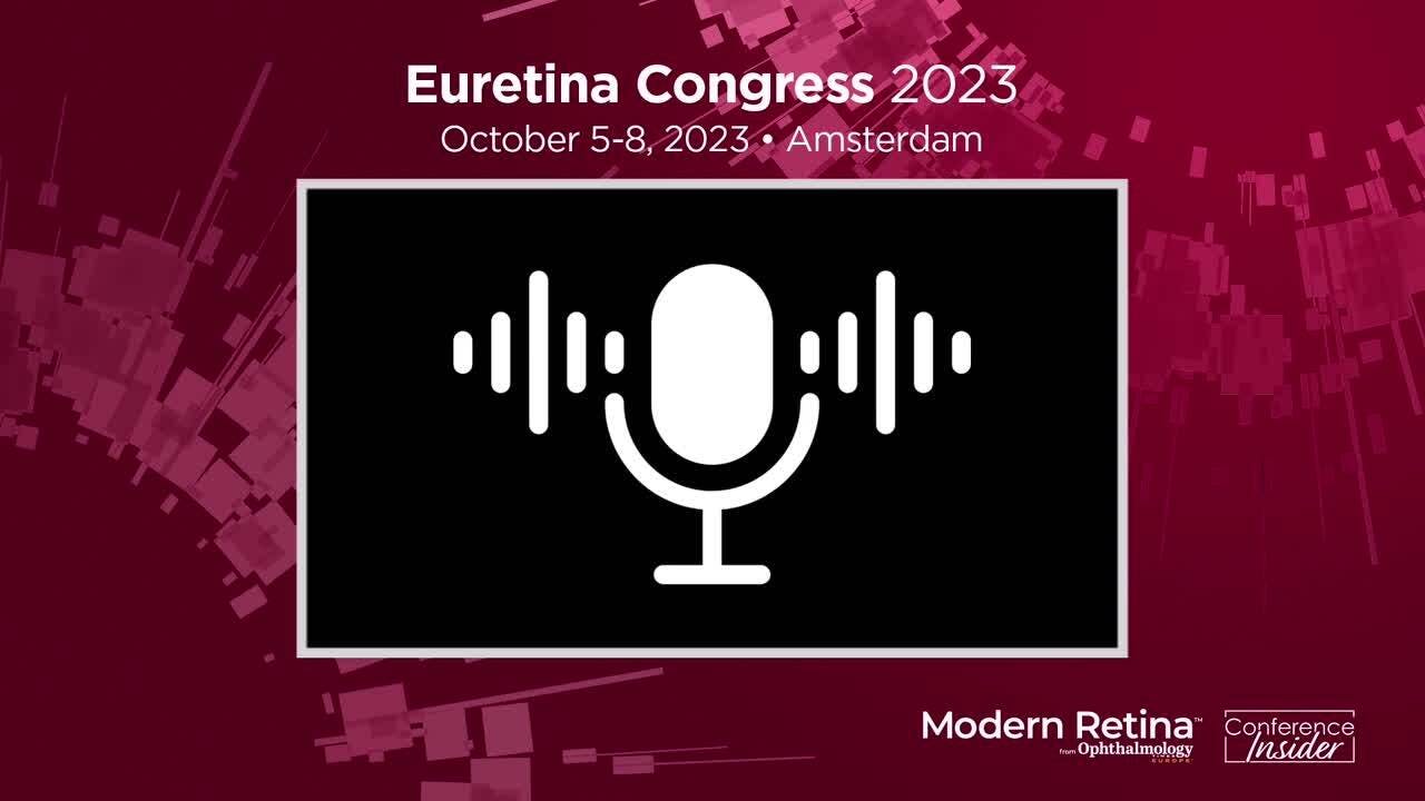 A background which says EURETINA Congress 2023, October 5 - 8 2023, Amsterdam