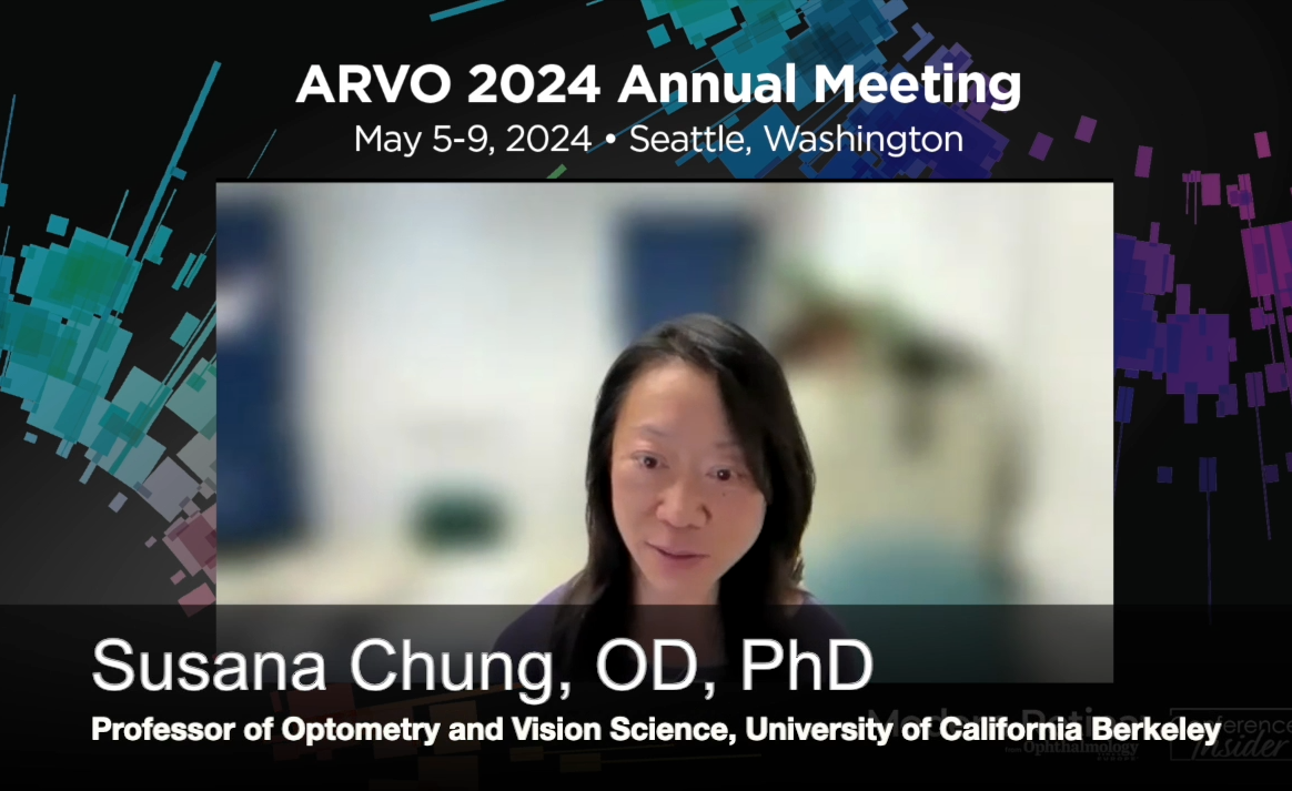 Susana Chung, OD, PhD, talks about her ARVO presentation titled "How similar is reading with central vision loss to reading in normal peripheral vision?"